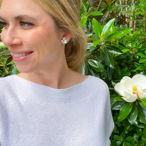 Texas Magnolia Flower Stud Earrings