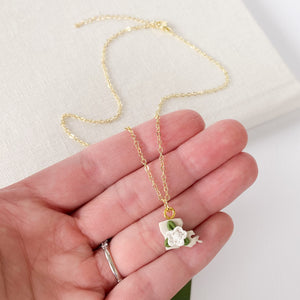 Louisiana Magnolia Flower Pendant Necklace