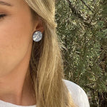 Load image into Gallery viewer, Statement Studs in Dusty Blue &amp; White Spring Design
