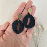 Load image into Gallery viewer, Therese Earrings in Textured Black &amp; Gold
