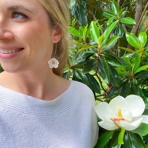 Magnolia Flower Dangle Earrings