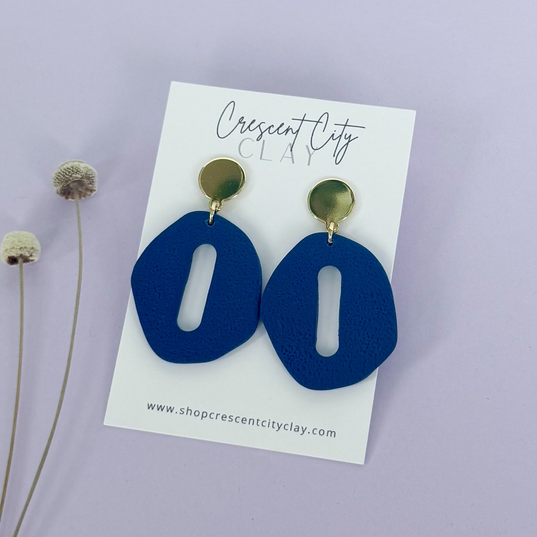 Therese Earrings in Textured Navy
