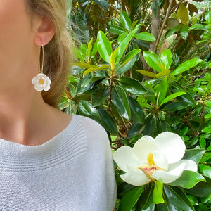 Magnolia Flower Dangle Earrings