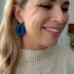 Load image into Gallery viewer, Therese Earrings in Textured Navy
