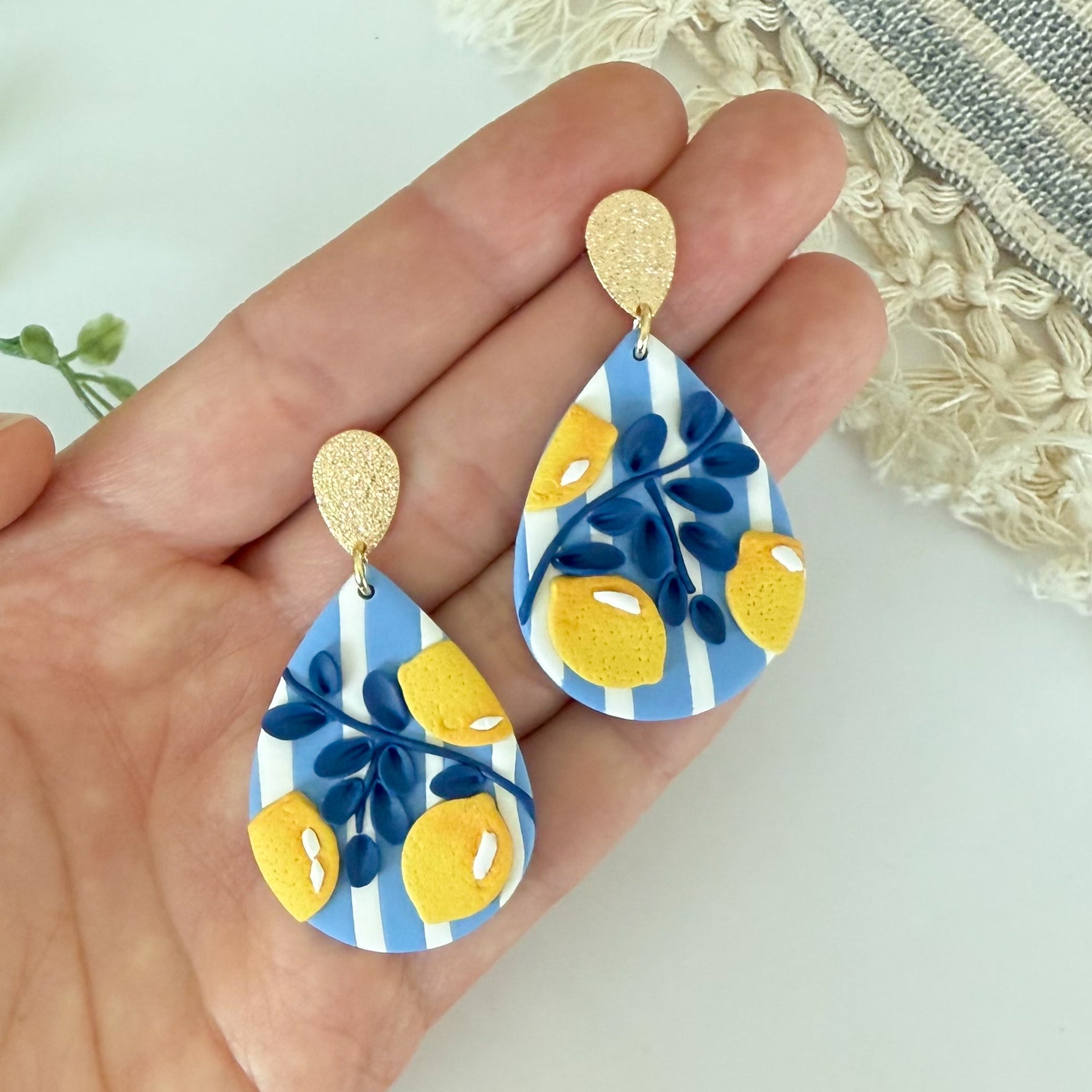 Teardrop Earrings in Limoncello Pattern
