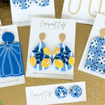 Load image into Gallery viewer, Teardrop Earrings in Limoncello Pattern
