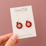Load image into Gallery viewer, Hoop Earrings in Red with Crystals
