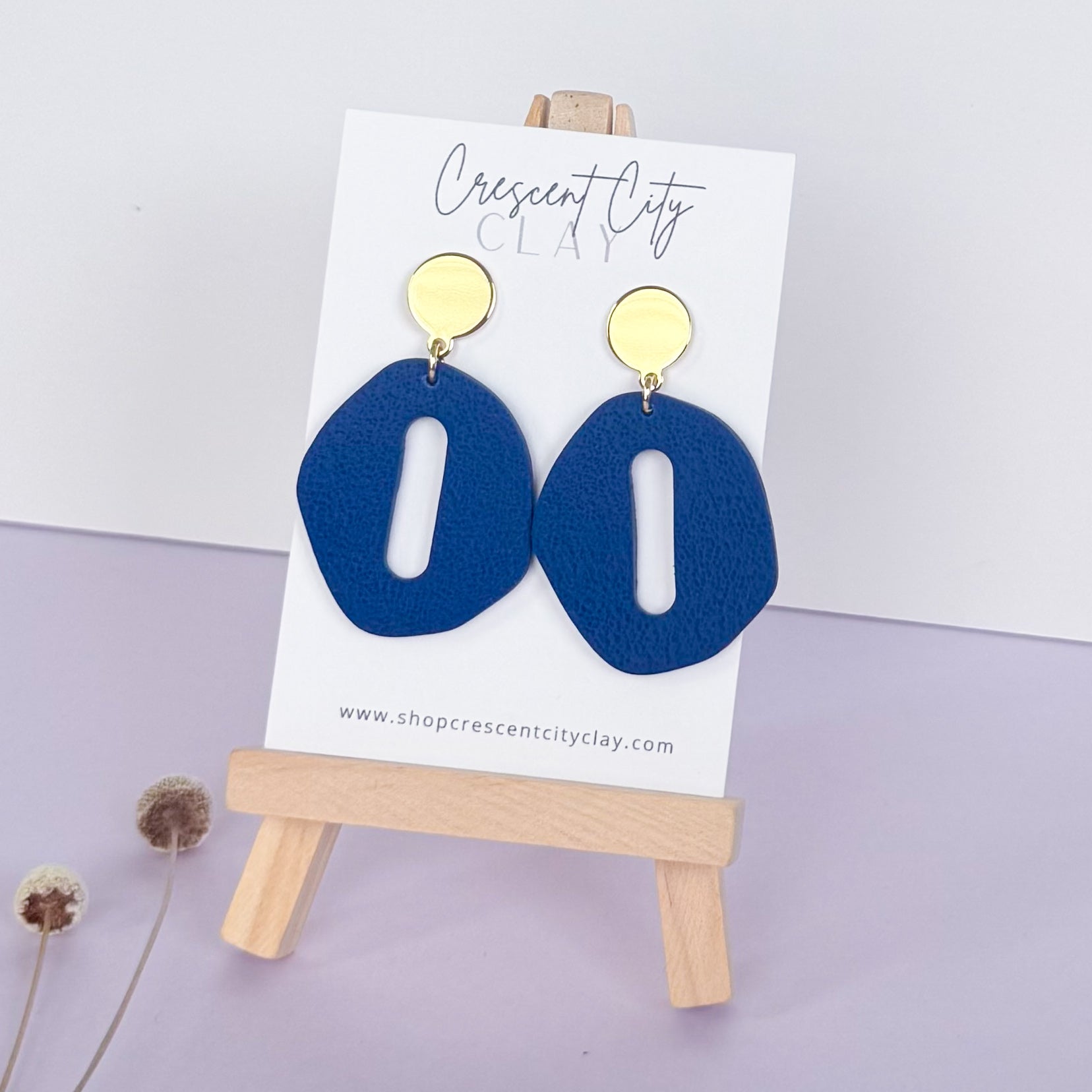 Therese Earrings in Textured Navy