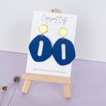 Load image into Gallery viewer, Therese Earrings in Textured Navy
