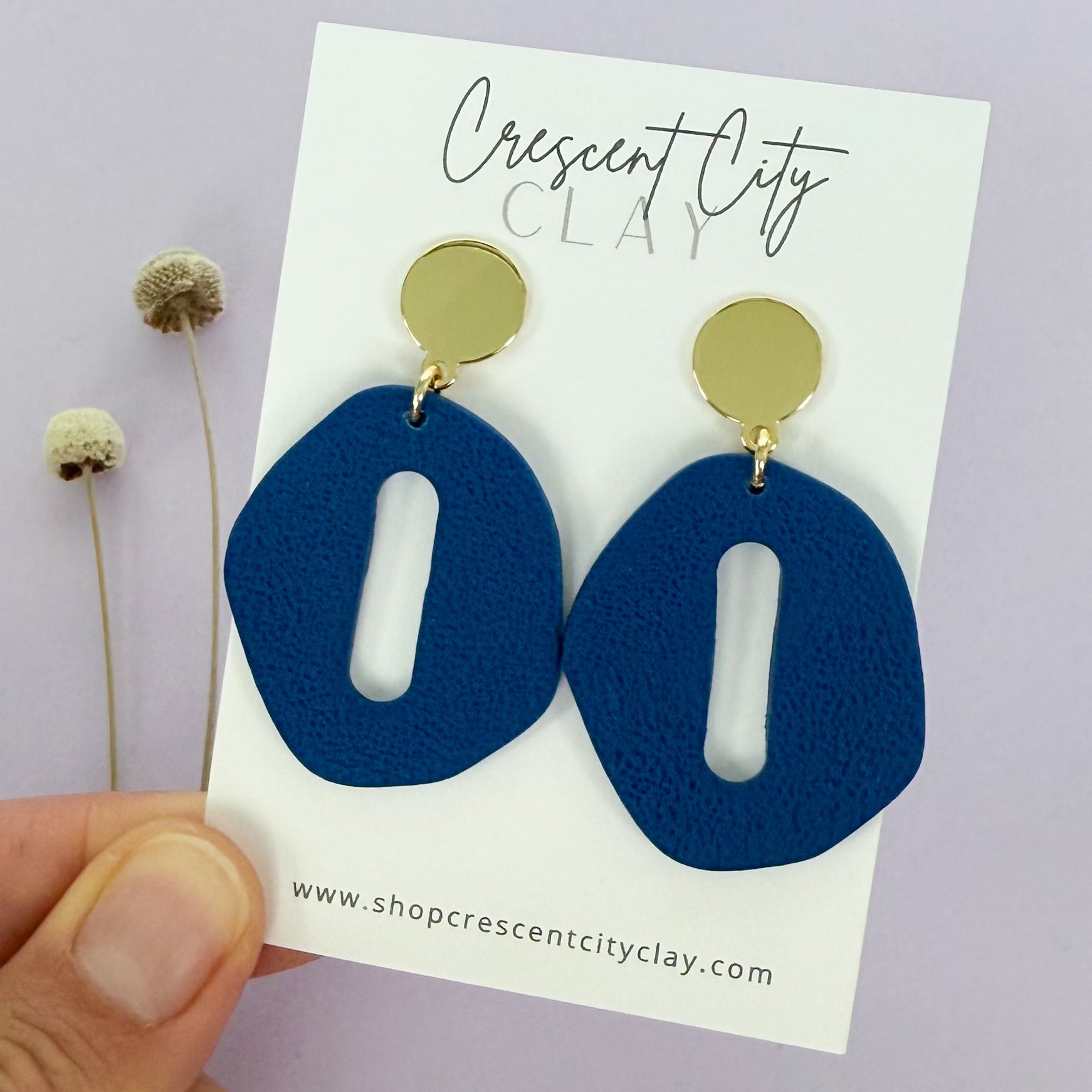 Therese Earrings in Textured Navy
