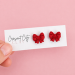Load image into Gallery viewer, Bow Stud Earrings in Red
