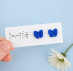 Load image into Gallery viewer, Bow Stud Earrings in Royal Blue
