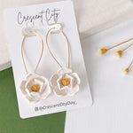 Load image into Gallery viewer, Magnolia Flower Dangle Earrings
