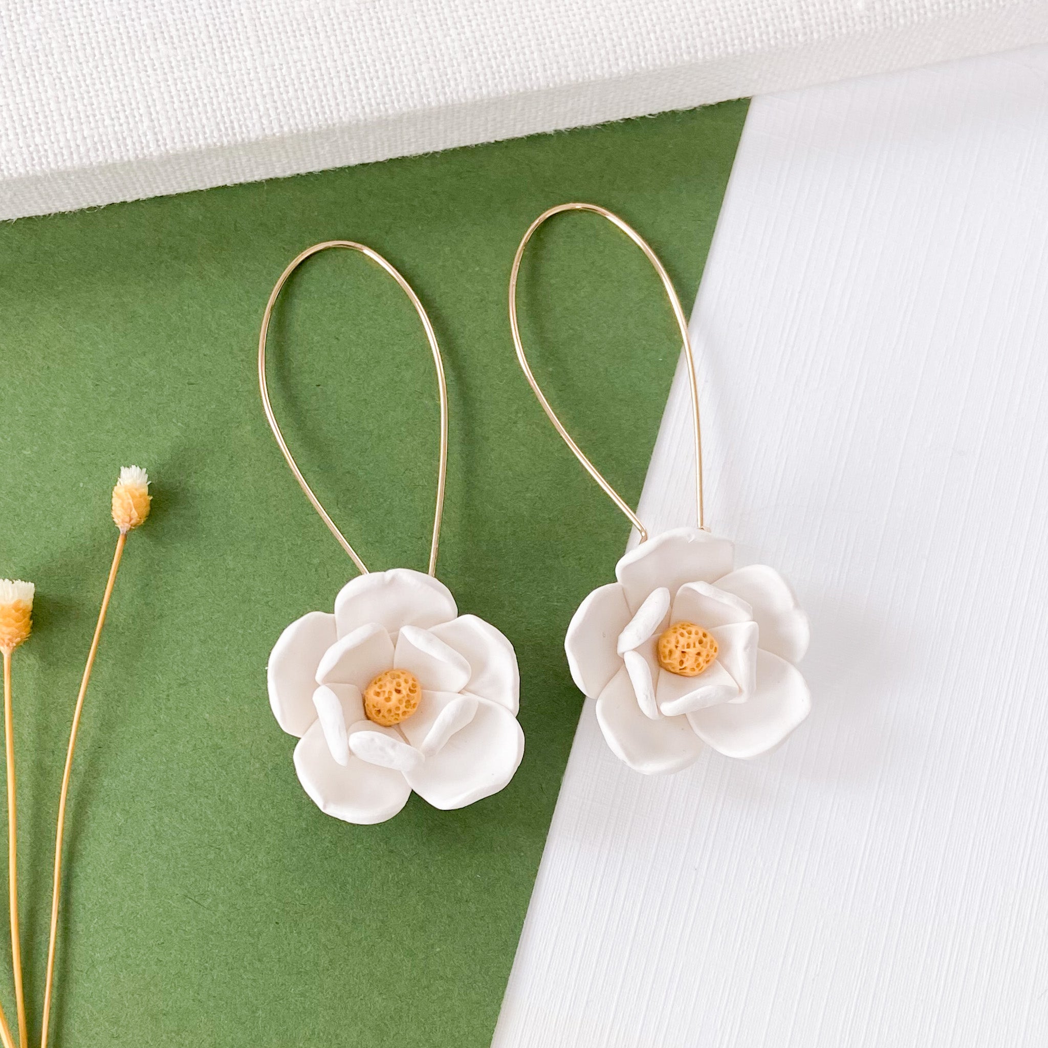 Magnolia Flower Dangle Earrings