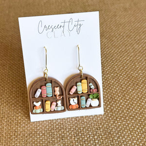 Miniature Bookcase Earrings -- Arch Design