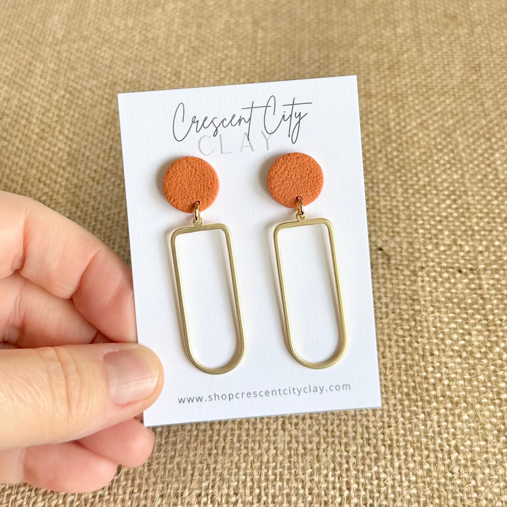Julia Earrings in Textured Pumpkin Orange