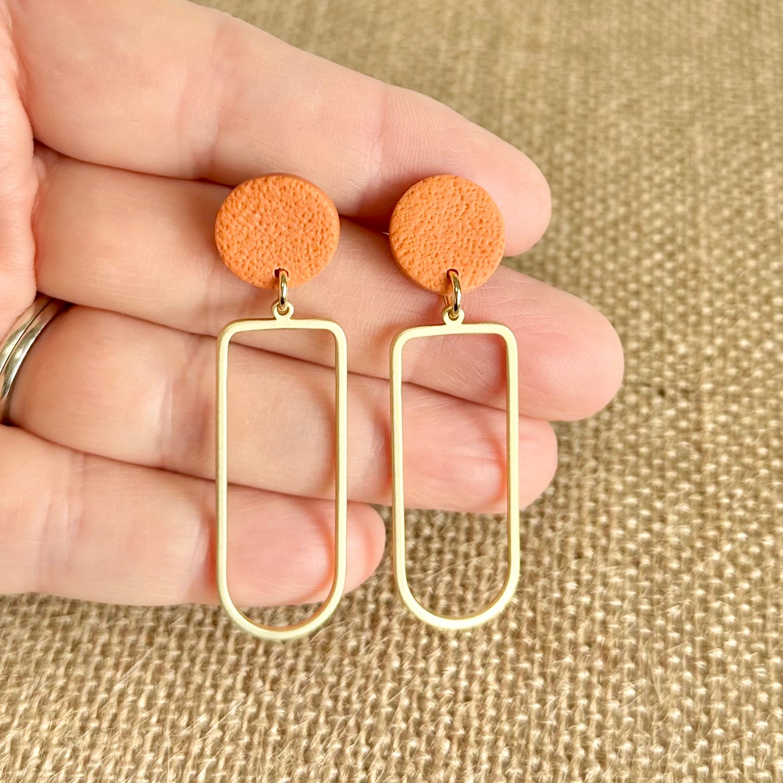 Julia Earrings in Textured Pumpkin Orange