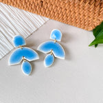 Load image into Gallery viewer, Magnolia Earrings in Faux Ceramic Sky Blue
