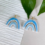 Load image into Gallery viewer, Arch Dangles in Faux Ceramic Two-Toned Sky Blue
