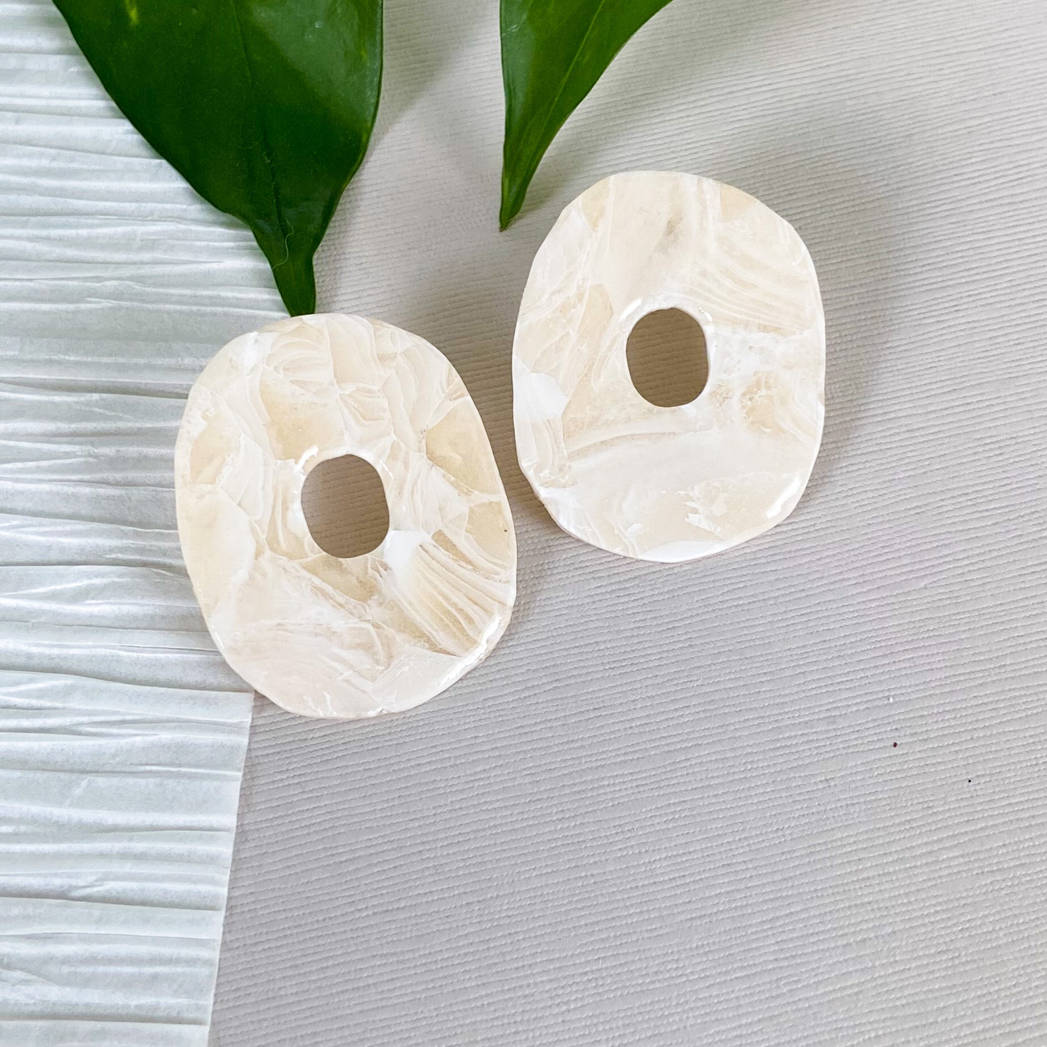 Organic Statement Stud Earrings in Seashell