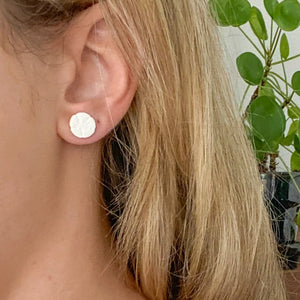 Round Stud Earrings in White Sand Dollar Design