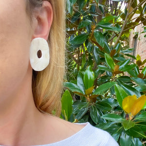 Organic Statement Stud Earrings in Seashell