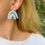 Load image into Gallery viewer, Arch Dangles in Faux Ceramic Two-Toned Sky Blue
