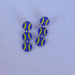 Load image into Gallery viewer, Purple &amp; Yellow Baseball Earrings

