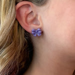 Load image into Gallery viewer, Bow Stud Earrings in Shimmery Lavender

