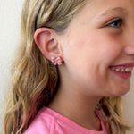Load image into Gallery viewer, Bow Stud Earrings in Shimmery Pink
