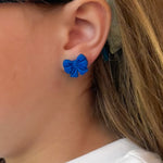 Load image into Gallery viewer, Bow Stud Earrings in Royal Blue
