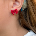 Load image into Gallery viewer, Bow Stud Earrings in Red
