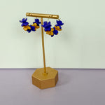 Load image into Gallery viewer, Petite Petal Hoop Earrings in Purple &amp; Gold
