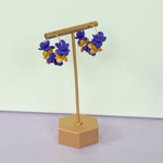 Load image into Gallery viewer, Petite Petal Hoop Earrings in Purple &amp; Gold
