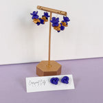 Load image into Gallery viewer, Petite Petal Hoop Earrings in Purple &amp; Gold
