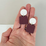 Load image into Gallery viewer, Leah Earrings in Maroon &amp; White
