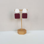 Load image into Gallery viewer, Leah Earrings in Maroon &amp; White
