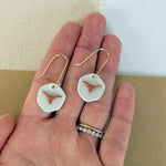 Load image into Gallery viewer, Longhorn Earrings in Burnt Orange &amp; Speckled Birch
