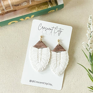 Faux Macrame Dangles in White