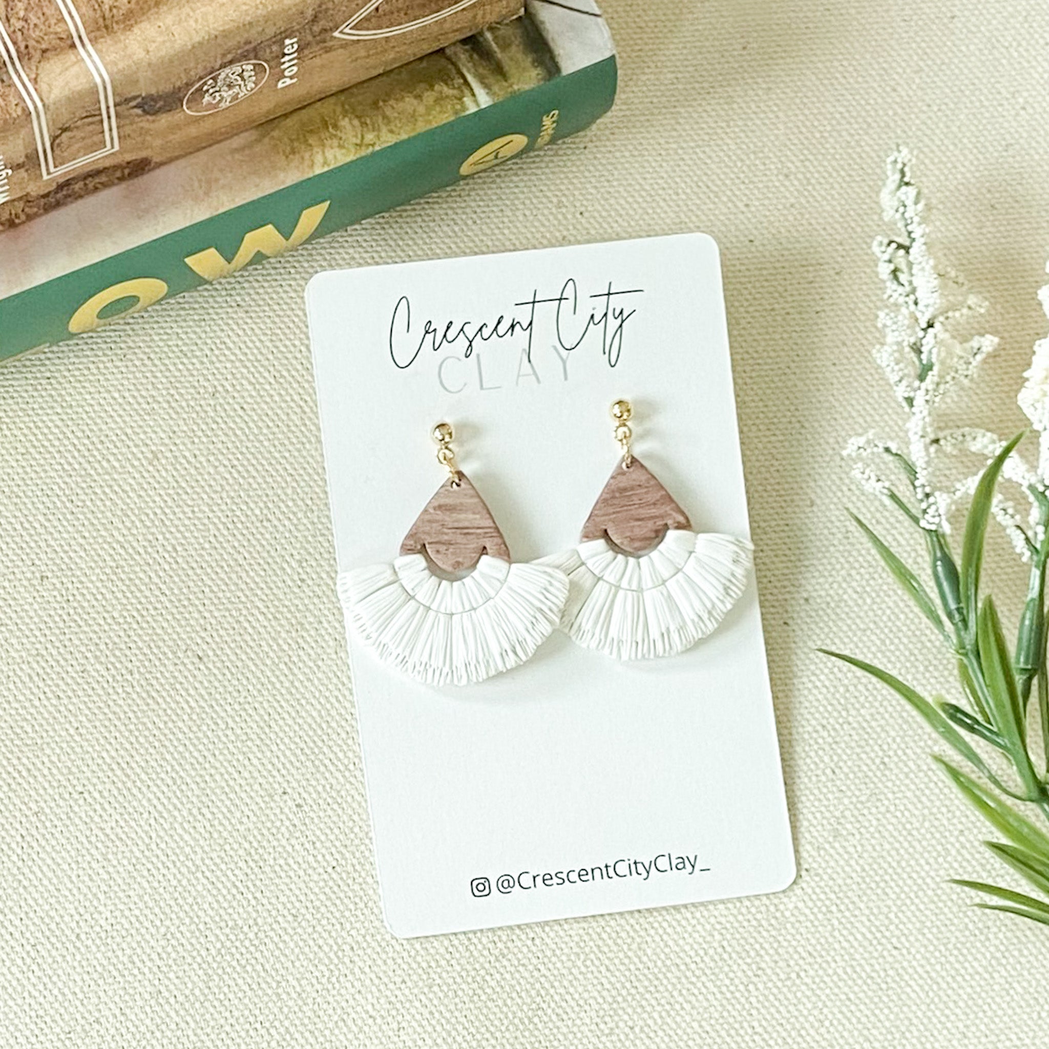 Faux Macrame Dangles in White