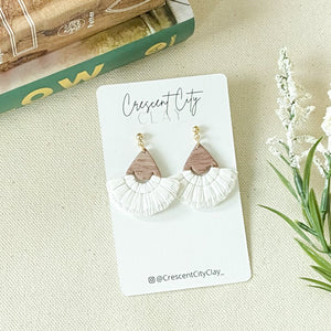 Faux Macrame Dangles in White