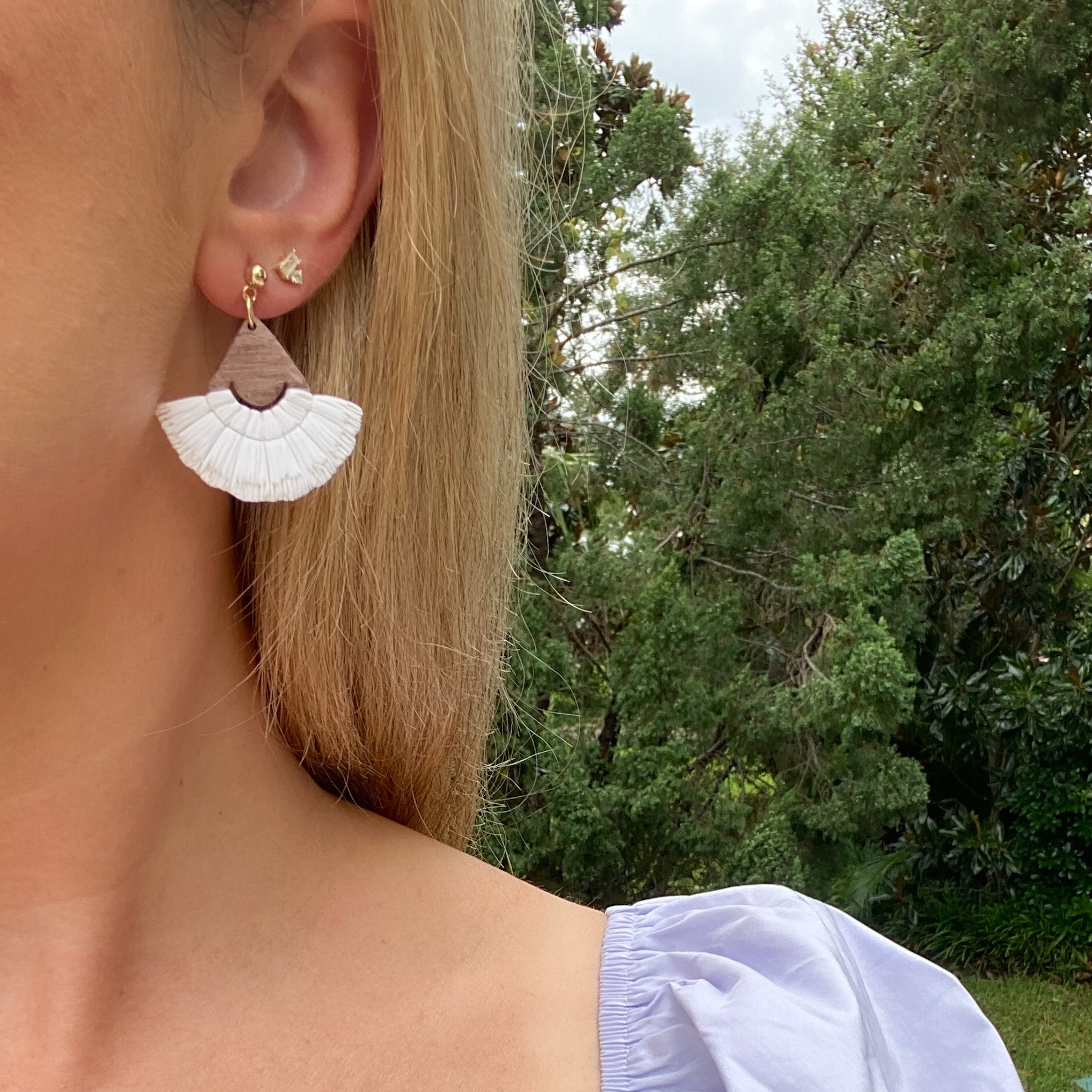 Faux Macrame Dangles in White