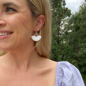 Faux Macrame Dangles in White
