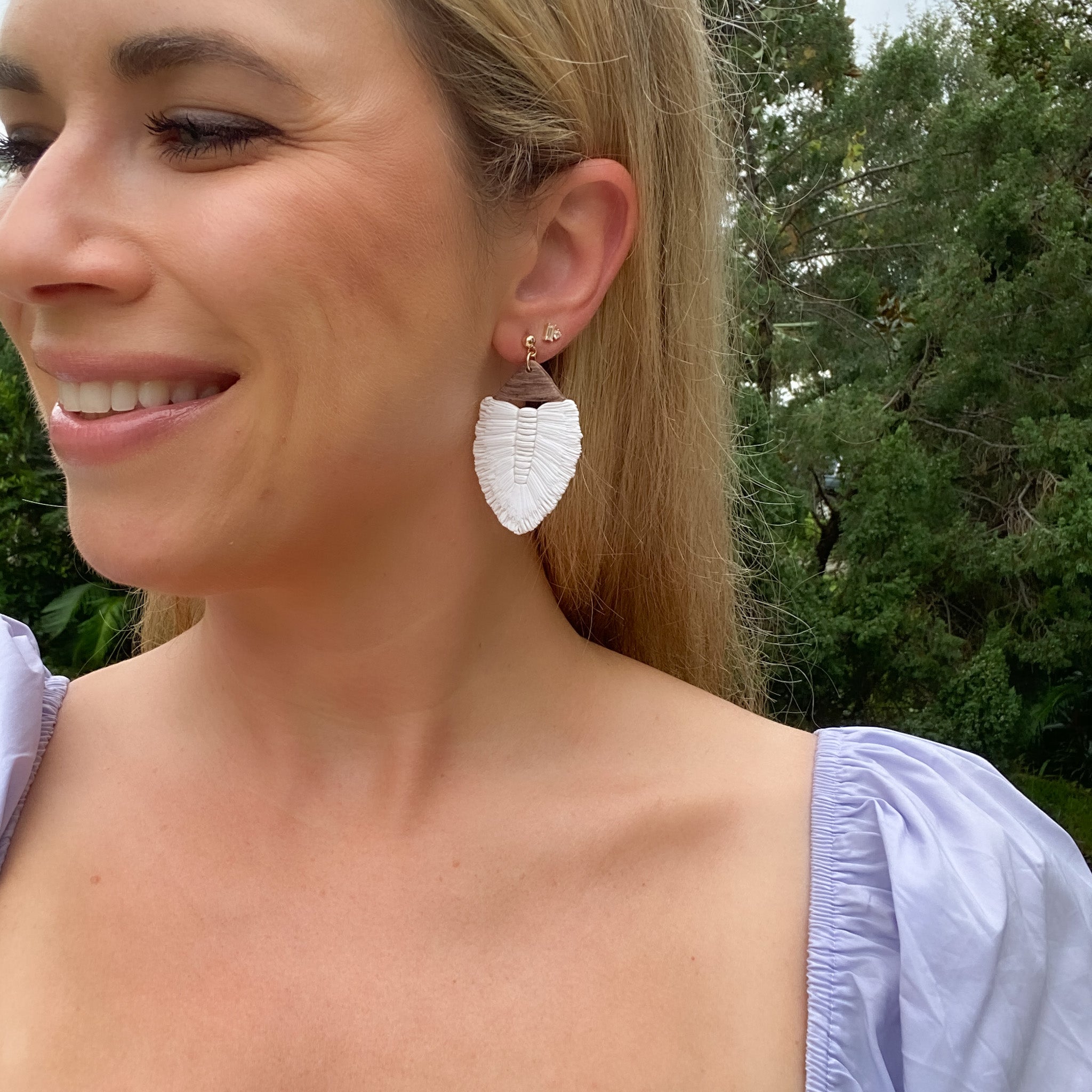 Faux Macrame Dangles in White