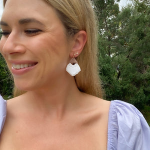Faux Macrame Dangles in White