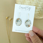 Load image into Gallery viewer, Vintage Ghost Oval Dangle Earrings
