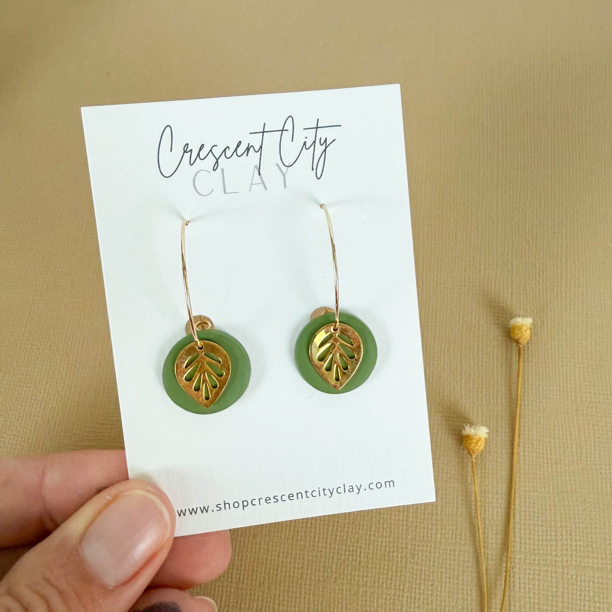 Gold Leaf Hoop Earrings