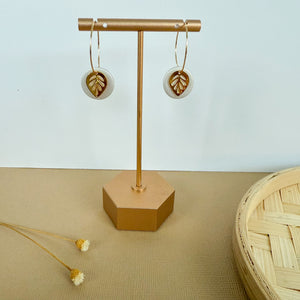 Gold Leaf Hoop Earrings