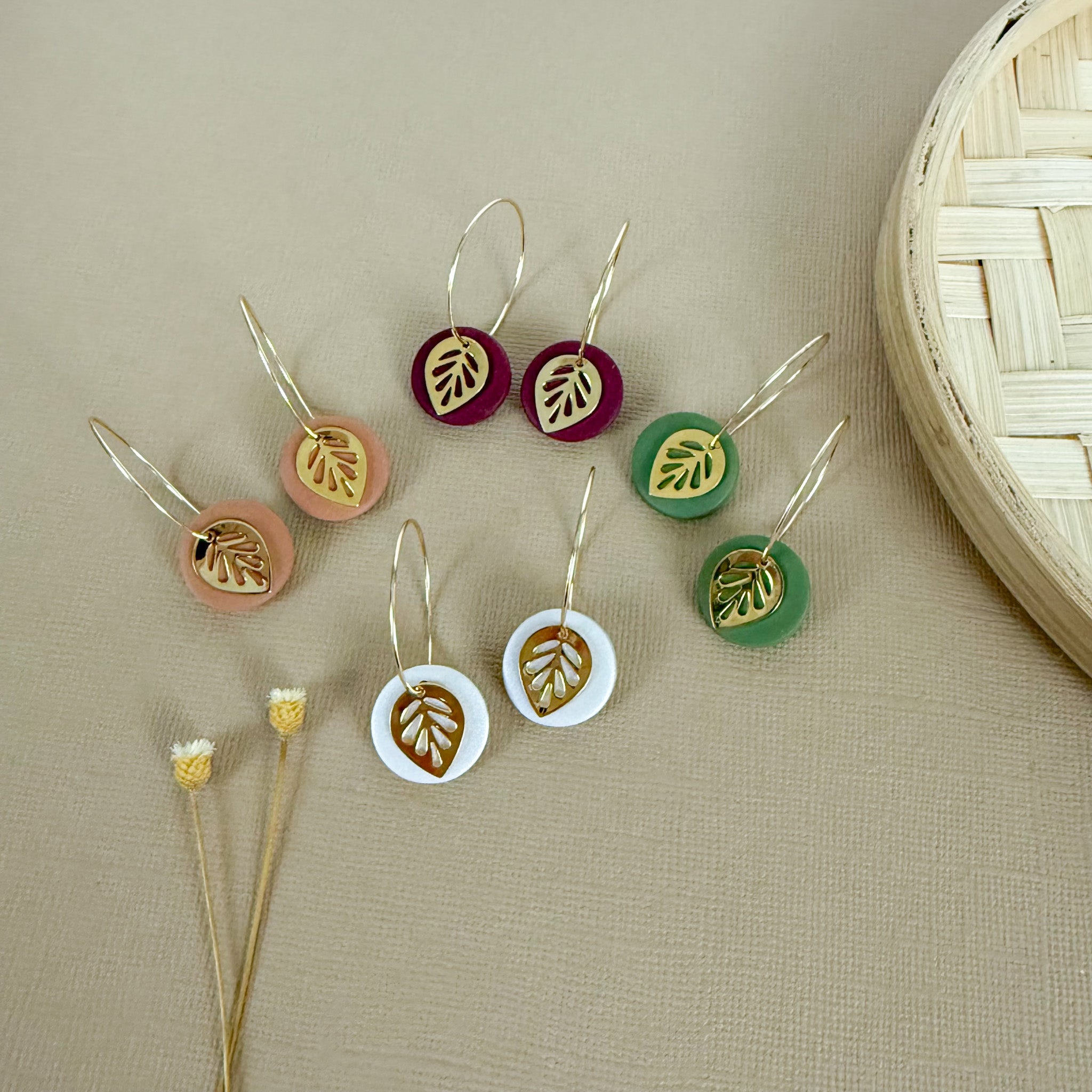 Gold Leaf Hoop Earrings