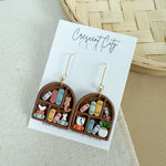 Load image into Gallery viewer, Miniature Bookcase Earrings -- Arch Design
